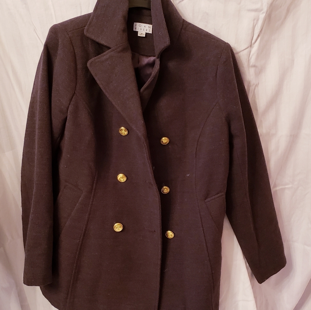 Joan Rivers Womens Wool Gray Peacoat